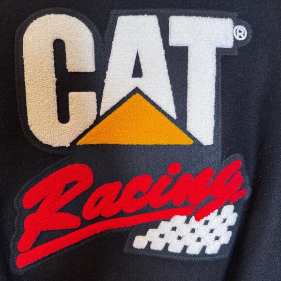 Vintage "CAT Racing" Jacket | Caterpillar | Authentic Leather & Wool | Medium - Picture 6 of 9